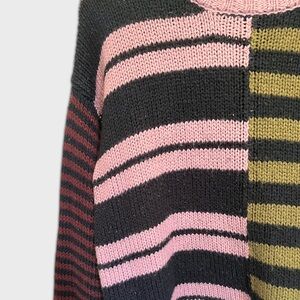 Mismatched green & purple knit sweater